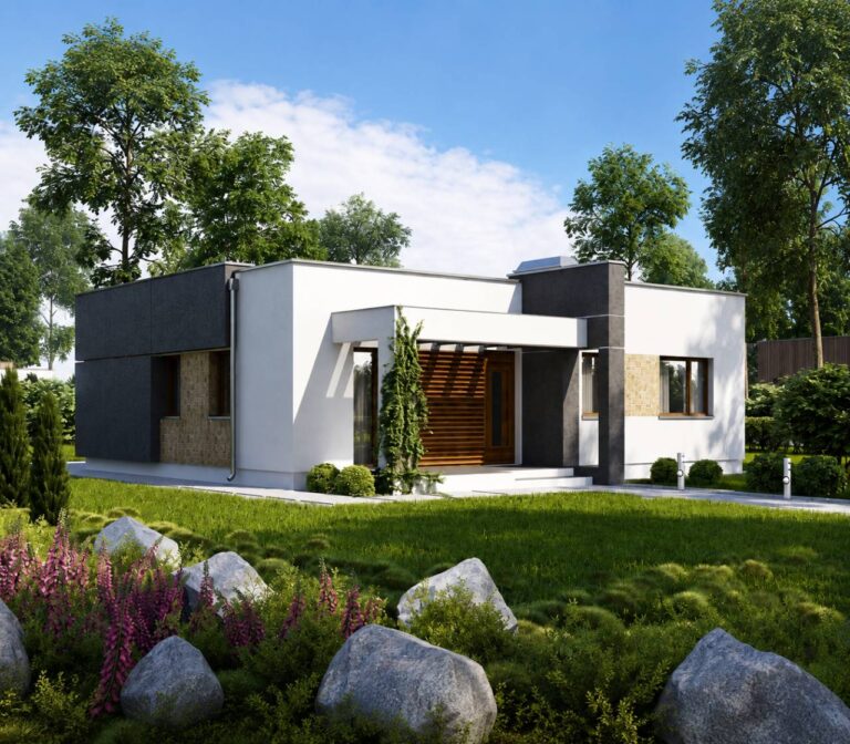 Casa Unifamiliar Prefabricada con Techo Plano y Estilo Moderno