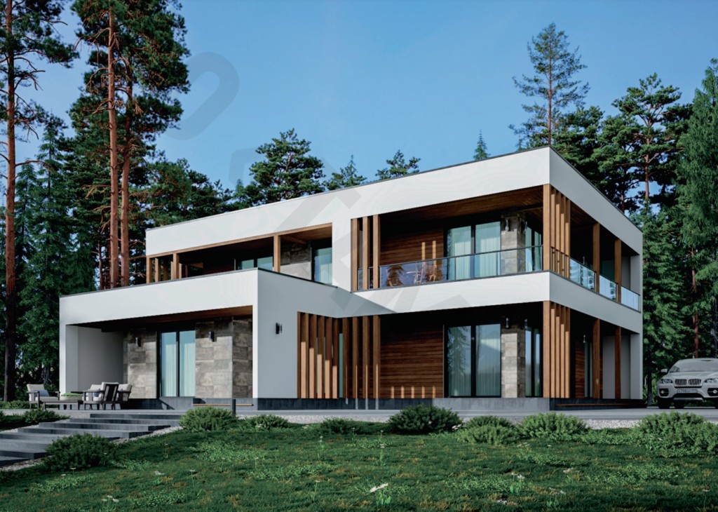 DISEÑO DE CASA PREFABRICADA Casa prefabricada ref. Hi-Tech-218, diseño de vivienda unifamiliar en dos plantas con techo plano y estilo moderno con una marcada personalidad. La combinación de distintos materiales, texturas y colores hace posible una estructura elegante y moderna. Con un porche que rodea toda la casa está diseñada para aprovechar al máximo todo el espacio interior y el exterior. Una casa prefabricada con carácter propio, estilo y decoración combinada, adecuada para todo tipo de familias. OBSERVACIONES Podemos adaptar las calidades interiores, exteriores, acabados de fachada y parcela a tus gustos, especificaciones y necesidades. Proporcionamos una distribución personalizada para ajustarla a tus necesidades. En este modelo de casa prefabricada, por ejemplo, la cocina se puede hacer independiente y las habitaciones de la planta de arriba se pueden ampliar o incluso añadir una habitación más. OTROS Cuarto multifuncional Terraza