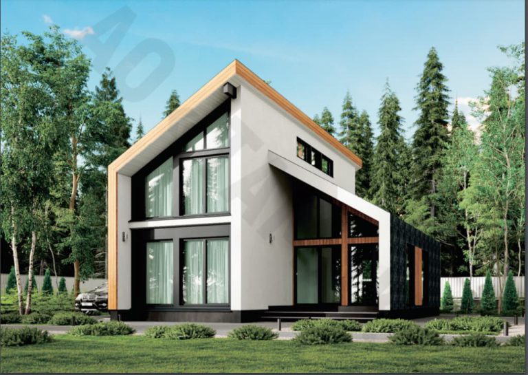 Casa prefabricada de una planta y media con dos forjados